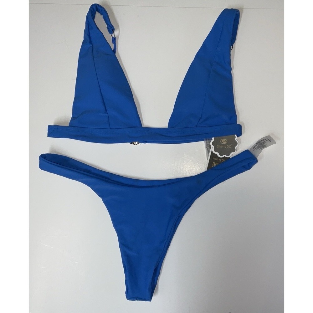NWT Sherry DC Two Piece Bikini Swimsuit Set‎ Turquoise Blue - Small
